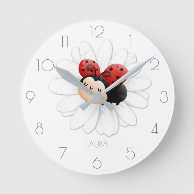 Horloge Ronde Jolie fille coccinelle Nom Ladybug 24h/24 (Recto)