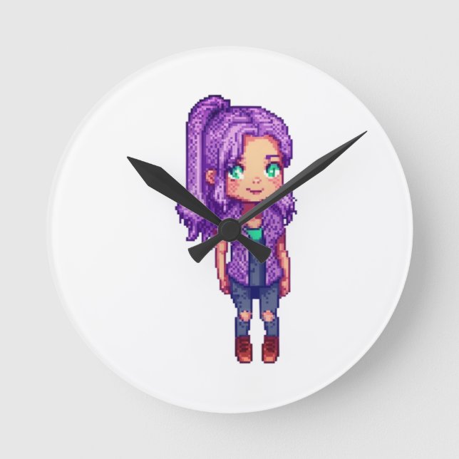 Horloge Ronde Jolie fille violette  (Recto)