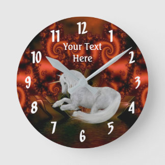 Horloge Ronde Jolie licorne blanche