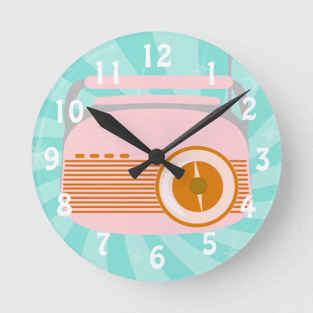 Horloge Ronde Jolie radio rétro (Recto)