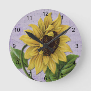 Horloge Ronde Jolie Tournesol Sur Feuille Musique