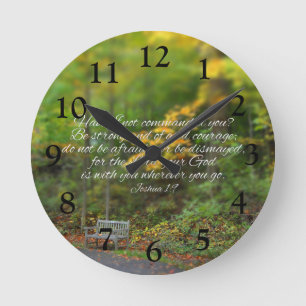 Horloge Ronde Joshua 1:9 Bible Verse Christian Scripture