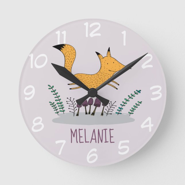 Horloge Ronde Jote Fox Illustration Enfants Personnalisés (Recto)