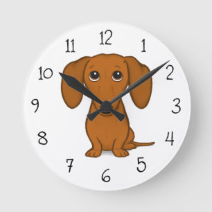Horloge Ronde Jote Red Dachshund   Drôle Drôle Cartoon Wiener Do