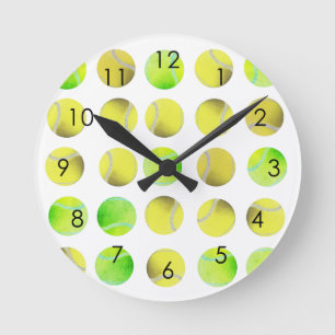Horloge Ronde Joueur classique Motif de balle de tennis blanc