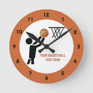 Horloge Ronde Joueur de basket-ball avec balle personnalisée