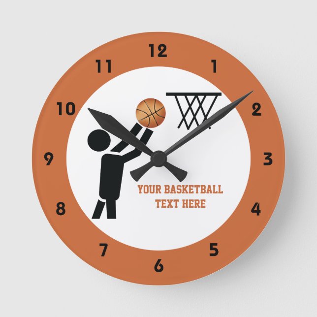 Horloge Ronde Joueur de basket-ball avec balle personnalisée (Recto)