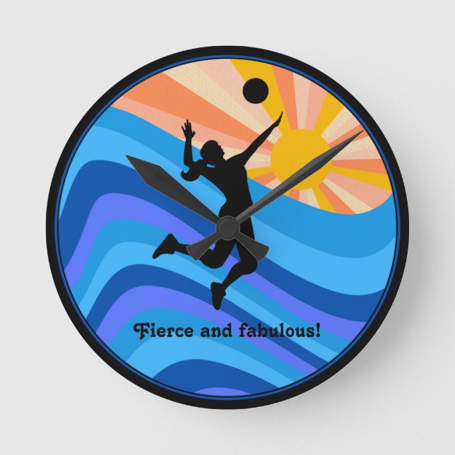 Horloge Ronde Joueuse de volley-ball de plage (Recto)
