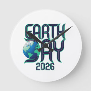 Horloge Ronde Jour de la Terre 2026   Conception Éco Typographie