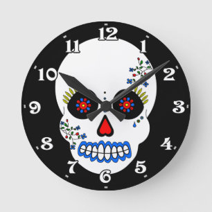 Horloge Ronde Jour de l'horloge murale morte de crâne