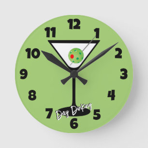 Horloge Ronde Jour de Pickleball Cocktail Martini Dinking