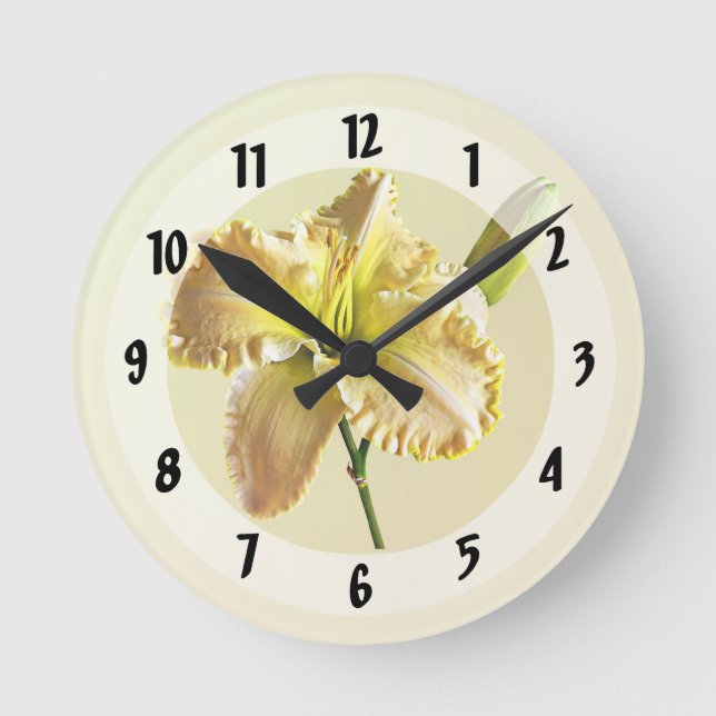 Horloge Ronde Jour Jaune Lily (Recto)