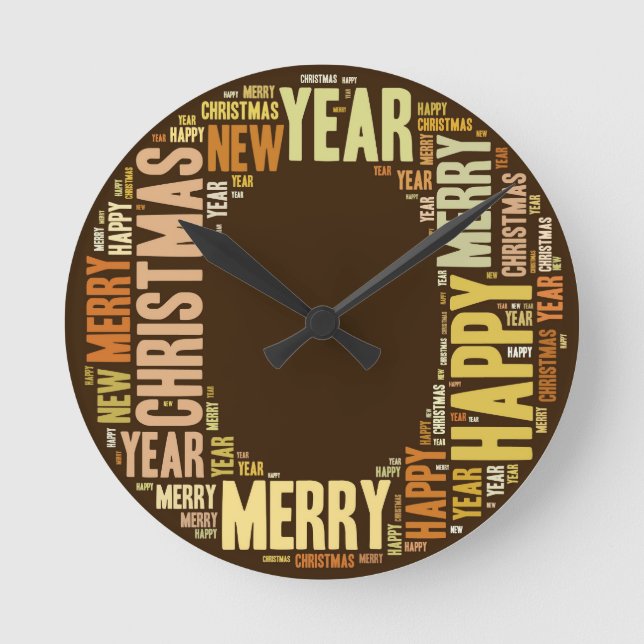 Horloge Ronde JOY Wordcloud Noël (Recto)