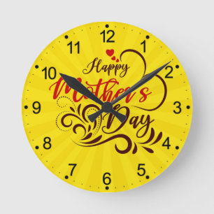 Horloge Ronde Joyeuse Fête des Mères Élégant Design-23331 Bougeo