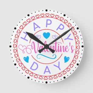 Horloge Ronde Joyeuse Saint-Valentin Cercle Design-67127