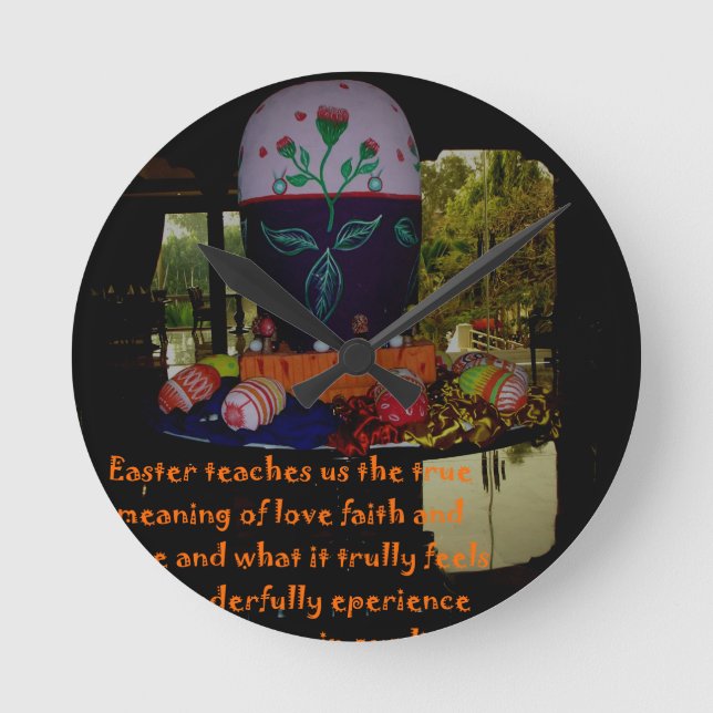 Horloge Ronde Joyeux Amour de Pâques Foi et souhaits d'espoir (Recto)