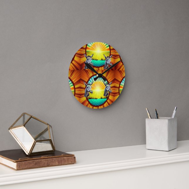 Horloge Ronde Joyeux Âne Sunshine (Bureau)
