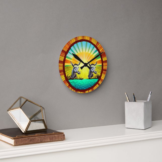 Horloge Ronde Joyeux Âne Sunshine (Bureau)