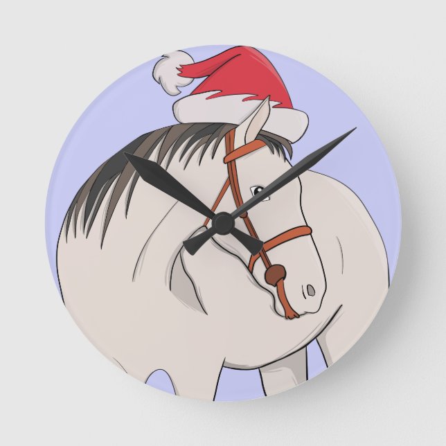 Horloge Ronde Joyeux Cheval de Noël (Recto)