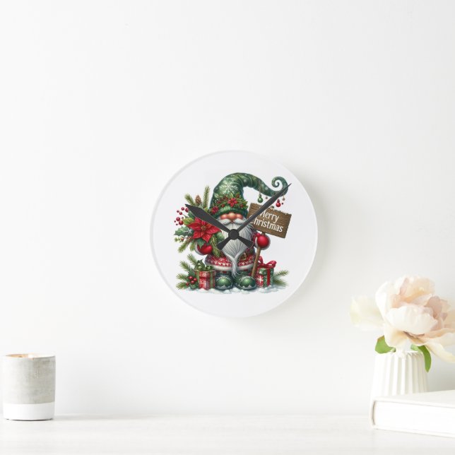 Horloge Ronde Joyeux Noël (Maison)