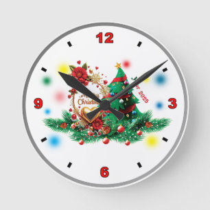 Horloge Ronde Joyeux Noël 2025-Horloge