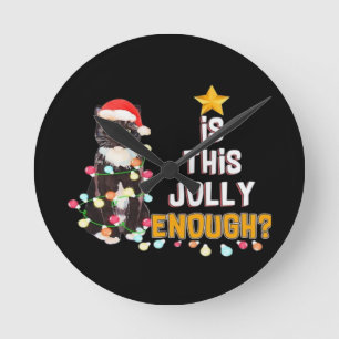 Horloge Ronde Joyeux Noël aux chats