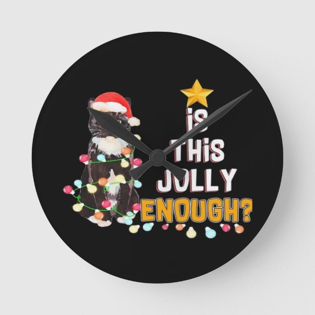 Horloge Ronde Joyeux Noël aux chats  (Recto)