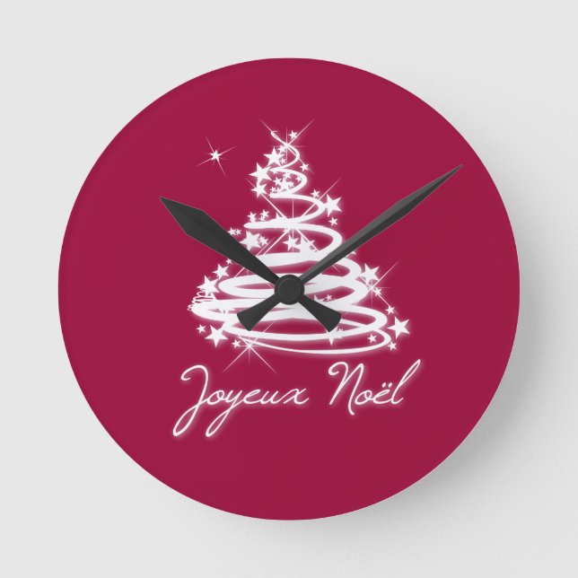 Horloge Ronde Joyeux Noël avec l'arbre de Noël (Recto)