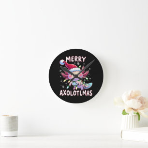 Horloge Ronde Joyeux Noël Axolotl Lumières Axolotlmas Arbre