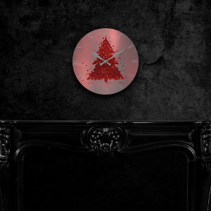 Horloge Ronde Joyeux Noël classique   Riche Festif Crimson Rouge