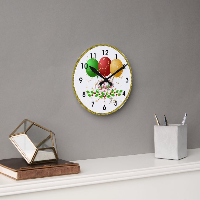 Horloge Ronde Joyeux Noël, conception festive, (Bureau)
