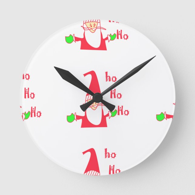 Horloge Ronde Joyeux Noël Joyeux Noël Funny Père Noël Hohoho (Recto)