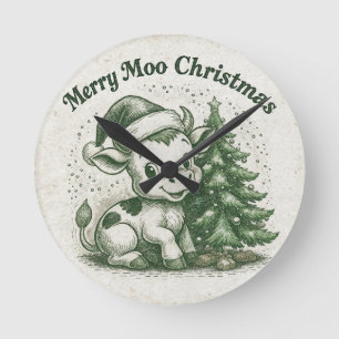 Horloge Ronde Joyeux Noël Moo