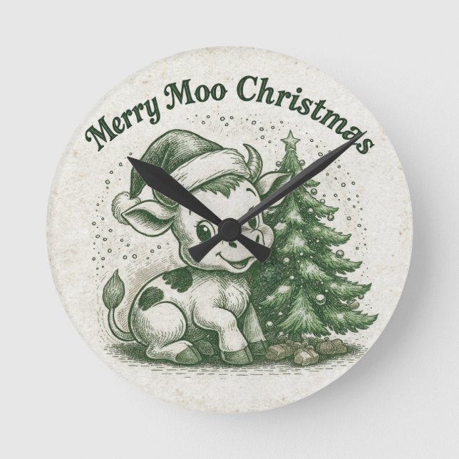 Horloge Ronde Joyeux Noël Moo (Recto)