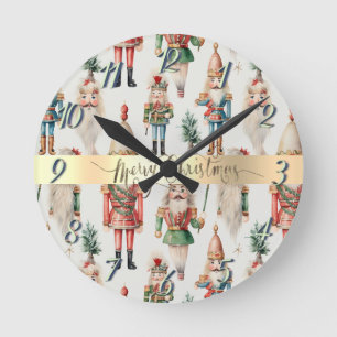 Horloge Ronde Joyeux Noël Nutcracker Holiday