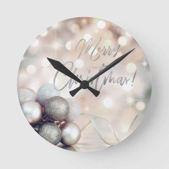 Horloge Ronde Joyeux ornements de Noël (Recto)