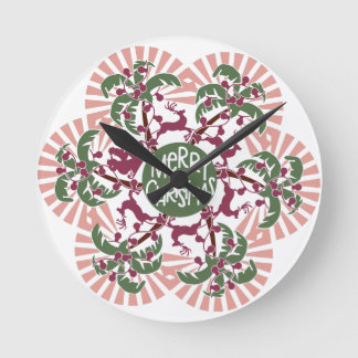 Horloge Ronde Joyeux palmier de Noël Mandala