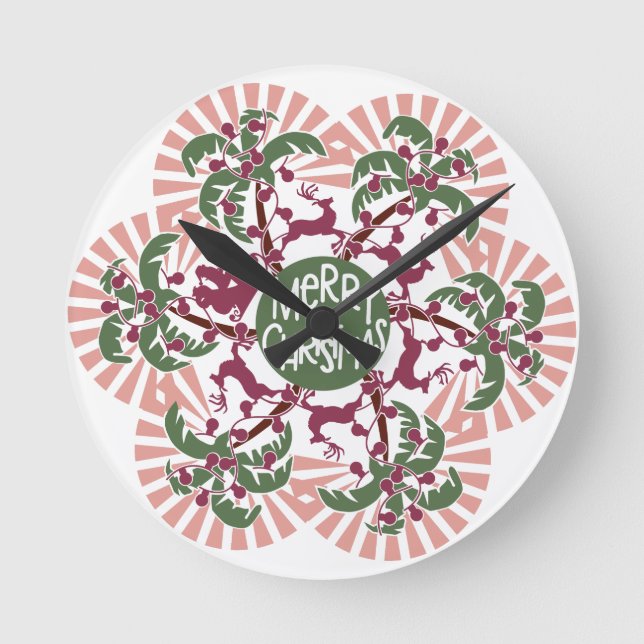Horloge Ronde Joyeux palmier de Noël Mandala (Recto)