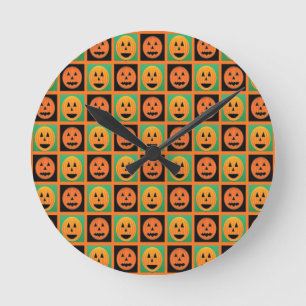 Horloge Ronde Joyeux visage de citrouille Halloween