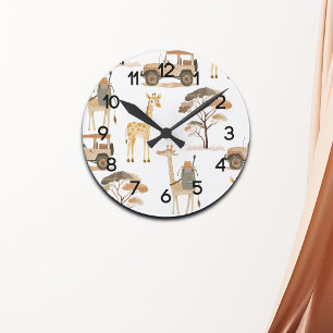 Horloge Ronde Jungle Safari avec Giraffes Nursery Motif