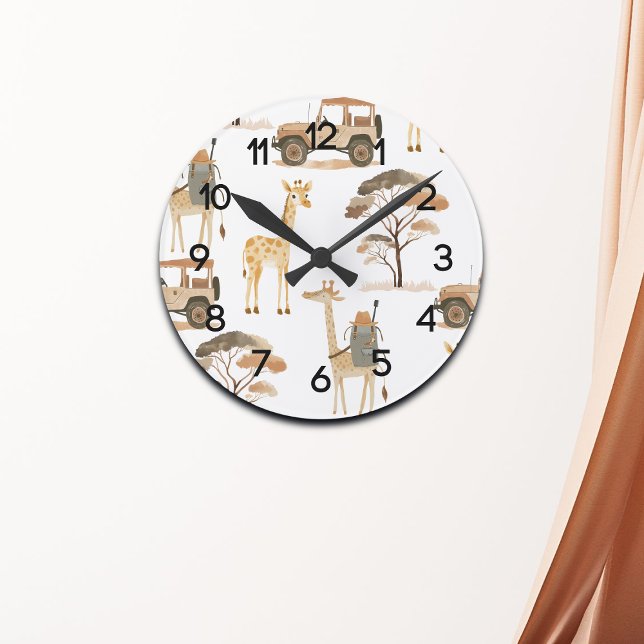 Horloge Ronde Jungle Safari avec Giraffes Nursery Motif (Créateur téléchargé)