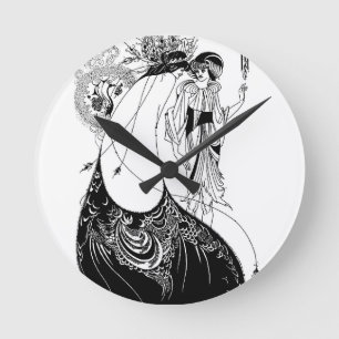 Horloge Ronde Jupe Peacock Beardsley Art Nouveau