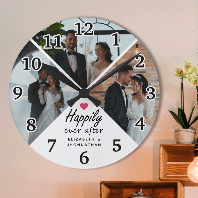 Horloge Ronde Jusqu'à la fin des temps Collage photo de couple m (Créateur téléchargé)