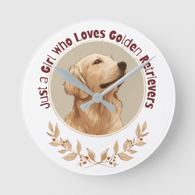 Horloge Ronde Just a Girl Who Loves Golden Retrievers  (Recto)