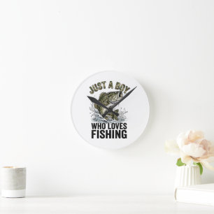 Horloge Ronde Juste un garçon qui aime la pêche au bar