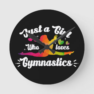 Horloge Ronde Juste une fille qui aime la gymnastique