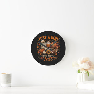 Horloge Ronde Juste Une Fille Qui Aime Le Football D'automne Pum