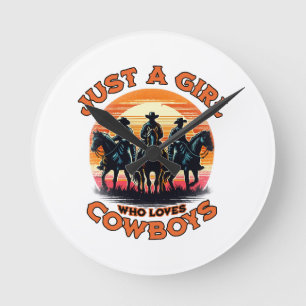 Horloge Ronde Juste une fille qui aime les cowboys