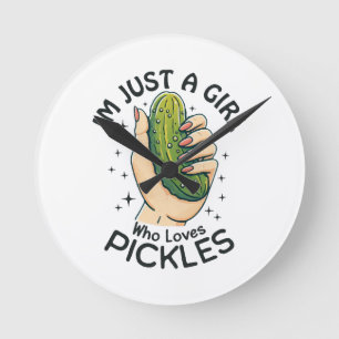 Horloge Ronde Juste Une Fille Qui Aime Les Pickles - Végétan Drô