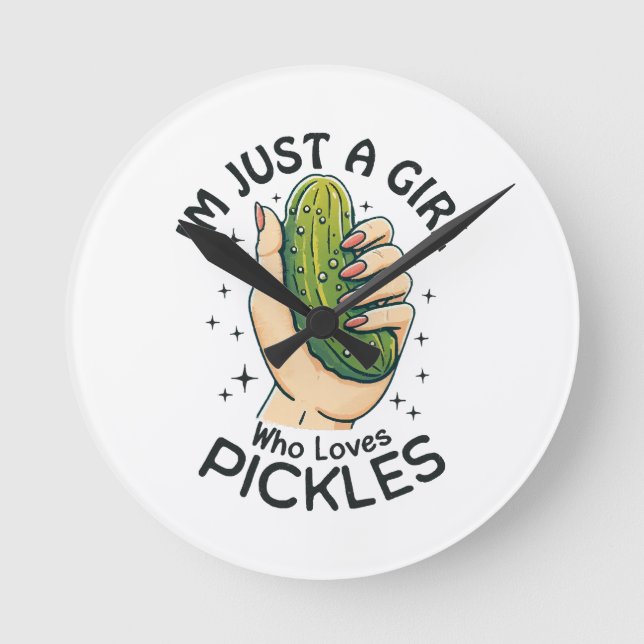 Horloge Ronde Juste Une Fille Qui Aime Les Pickles - Végétan Drô (Recto)